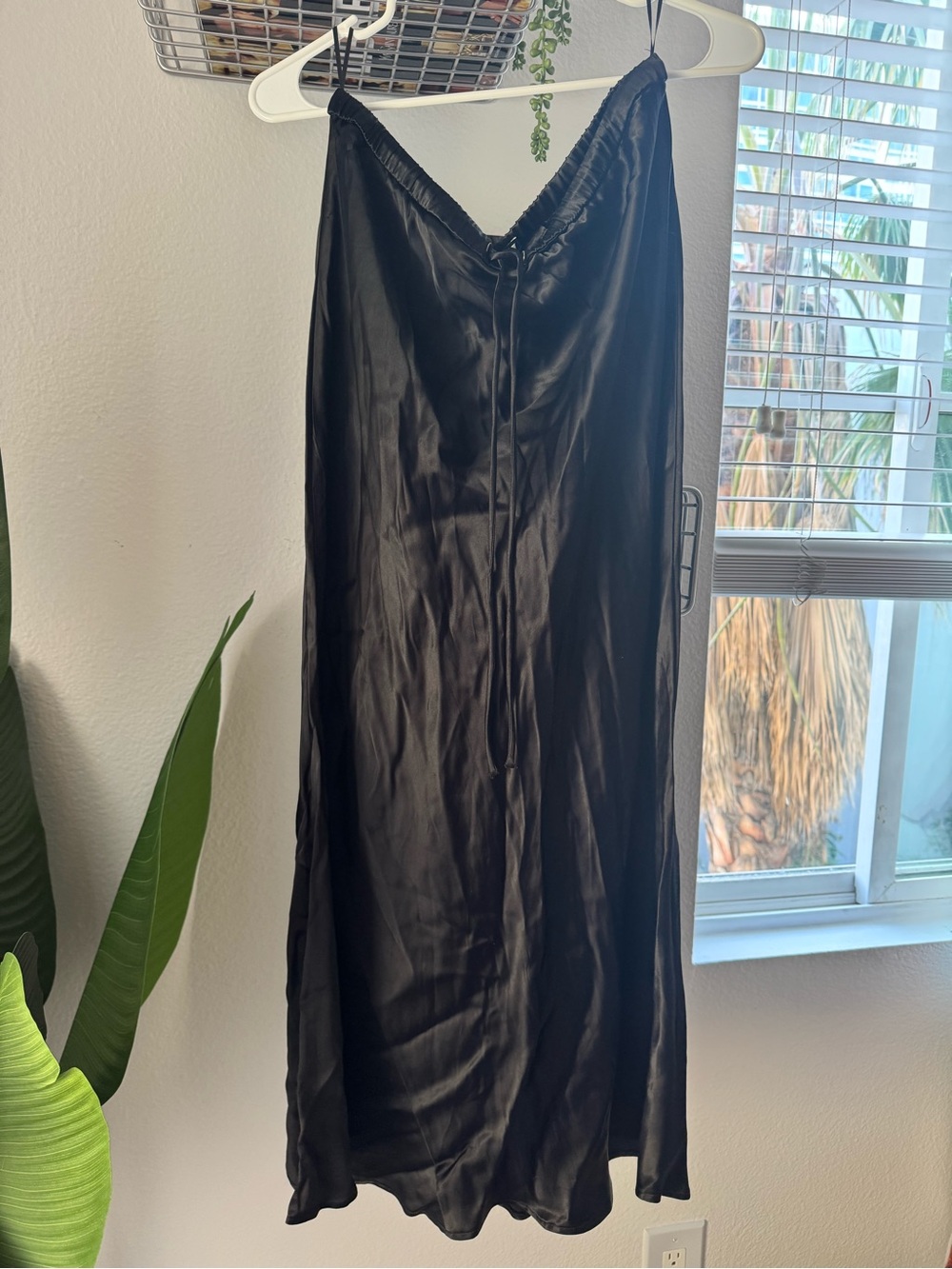 Zara Black Satin Slip Skirt